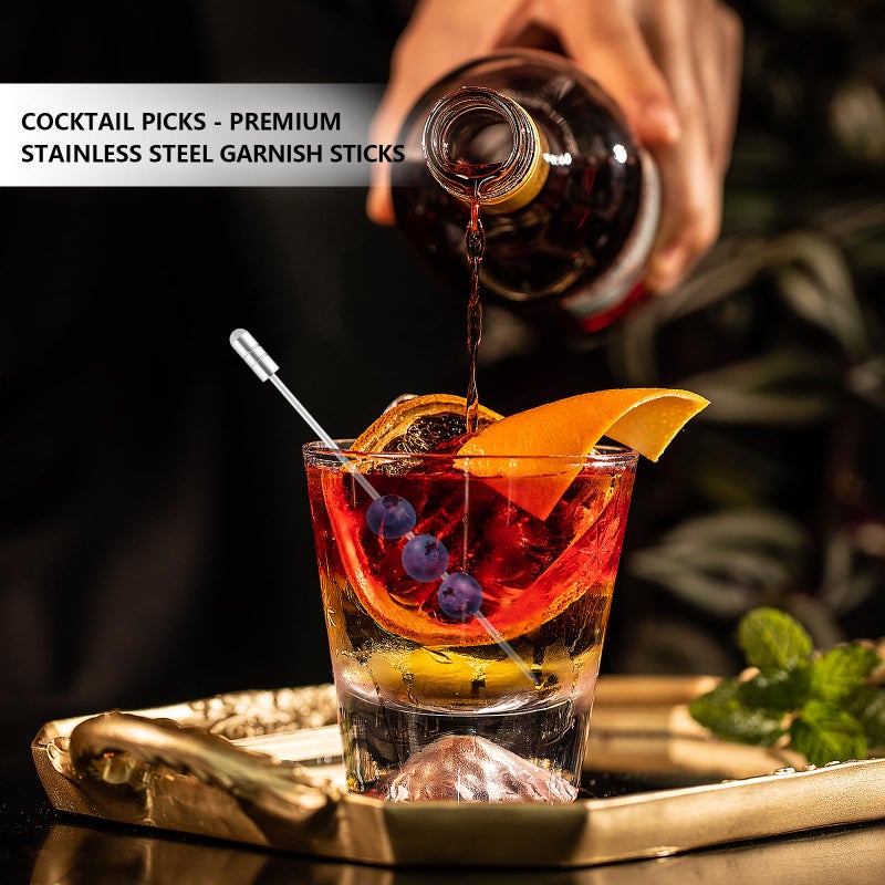 I-MART 15 Pack Stainless Steel Cocktail Picks Martini Olive Skewers, Reusable Metal Garnish Sticks for Drinks, Appetizers, Bloody Mary, Olives, Citrus, Fruit Decor (Silver, 4.25 Inch) - Image 5